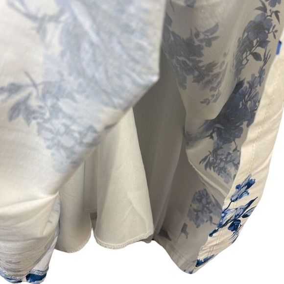 Jun & Ivy Dress Floral Fit And Flare White Blue Lined V Neck Strap Knit S New - Picture 13 of 14